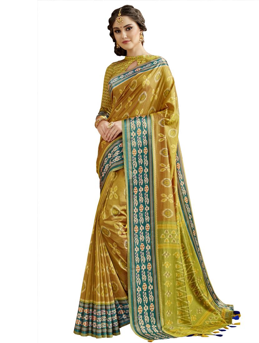 ikat printed saree with blouse - 17714782 - Zoom Image - 0