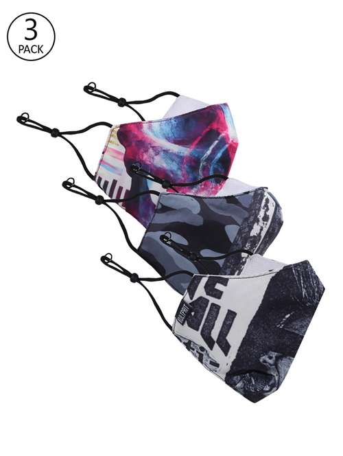 multi colored cotton printed men mask pack of 3 - 17714996 -  Standard Image - 0