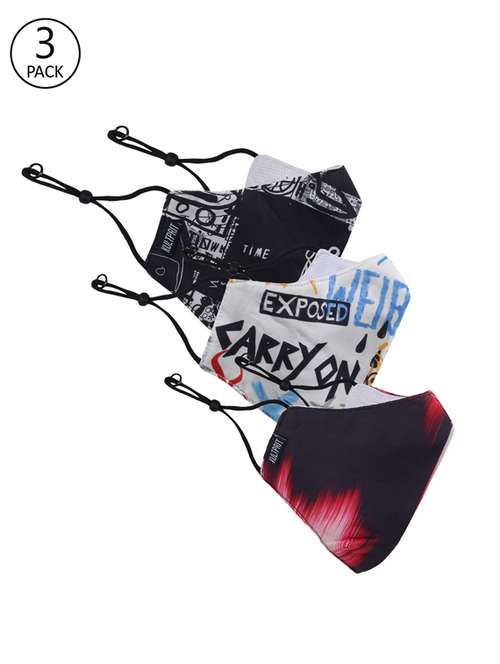 multi colored cotton printed men mask pack of 3 - 17715000 -  Standard Image - 0