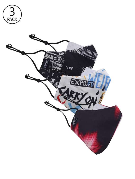 multi colored cotton printed men mask pack of 3