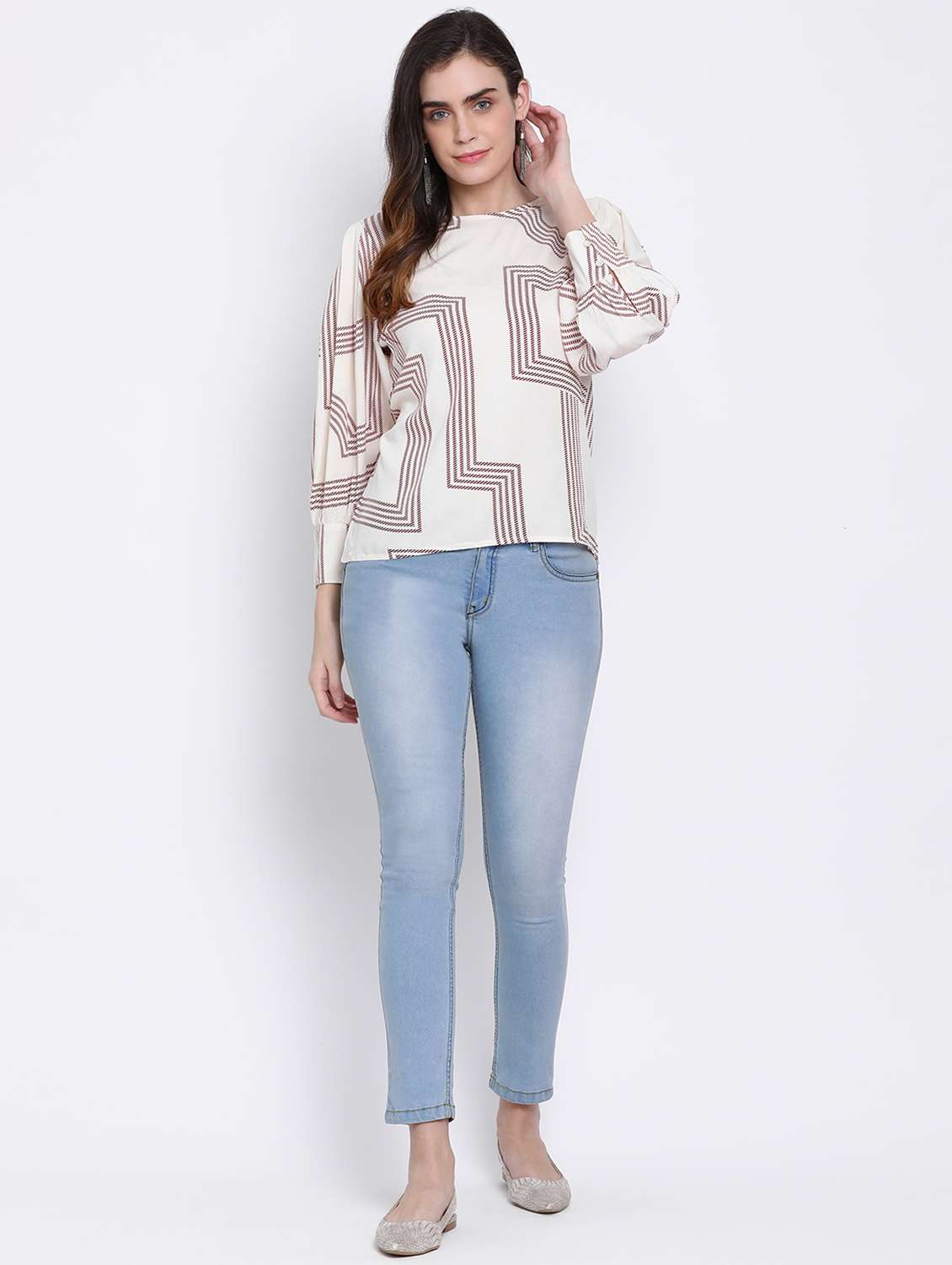 women's straight round neck top - 17715045 - Standard Image - 3