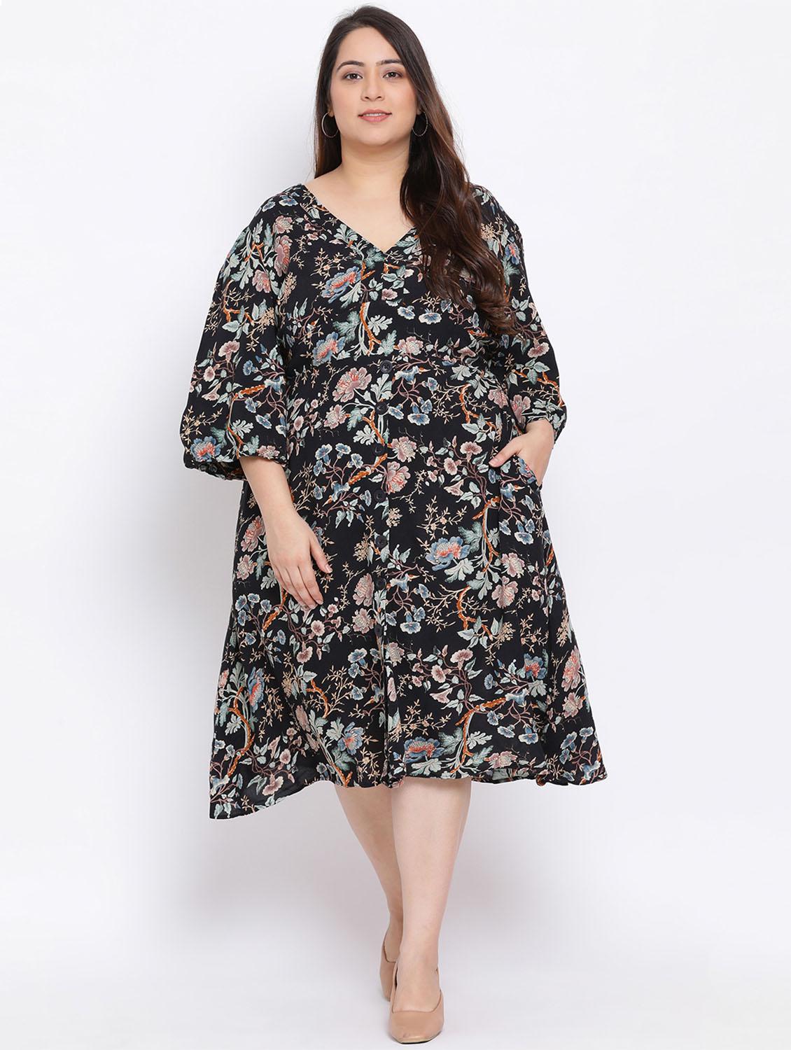 v-neck floral plus dress - 17715084 - Zoom Image - 0