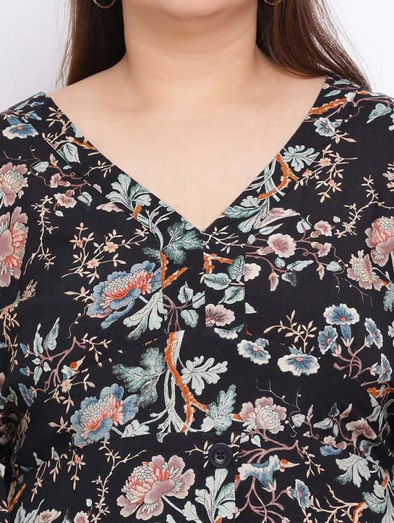 v-neck floral plus dress - 17715084 - Standard Image - 3