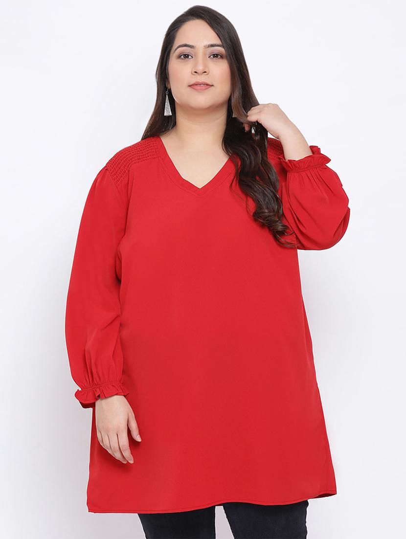 v-neck plus long top - 17715099 - Zoom Image - 0