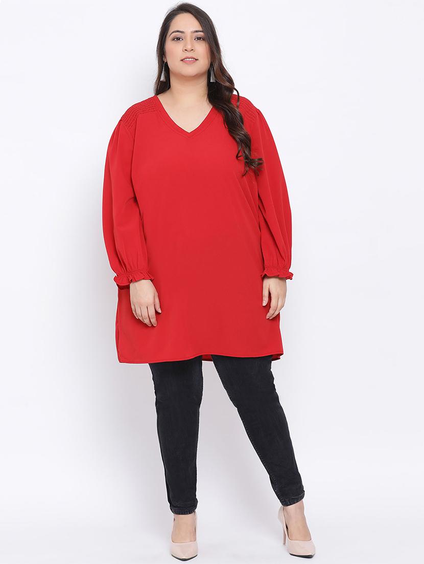 v-neck plus long top - 17715099 - Standard Image - 3