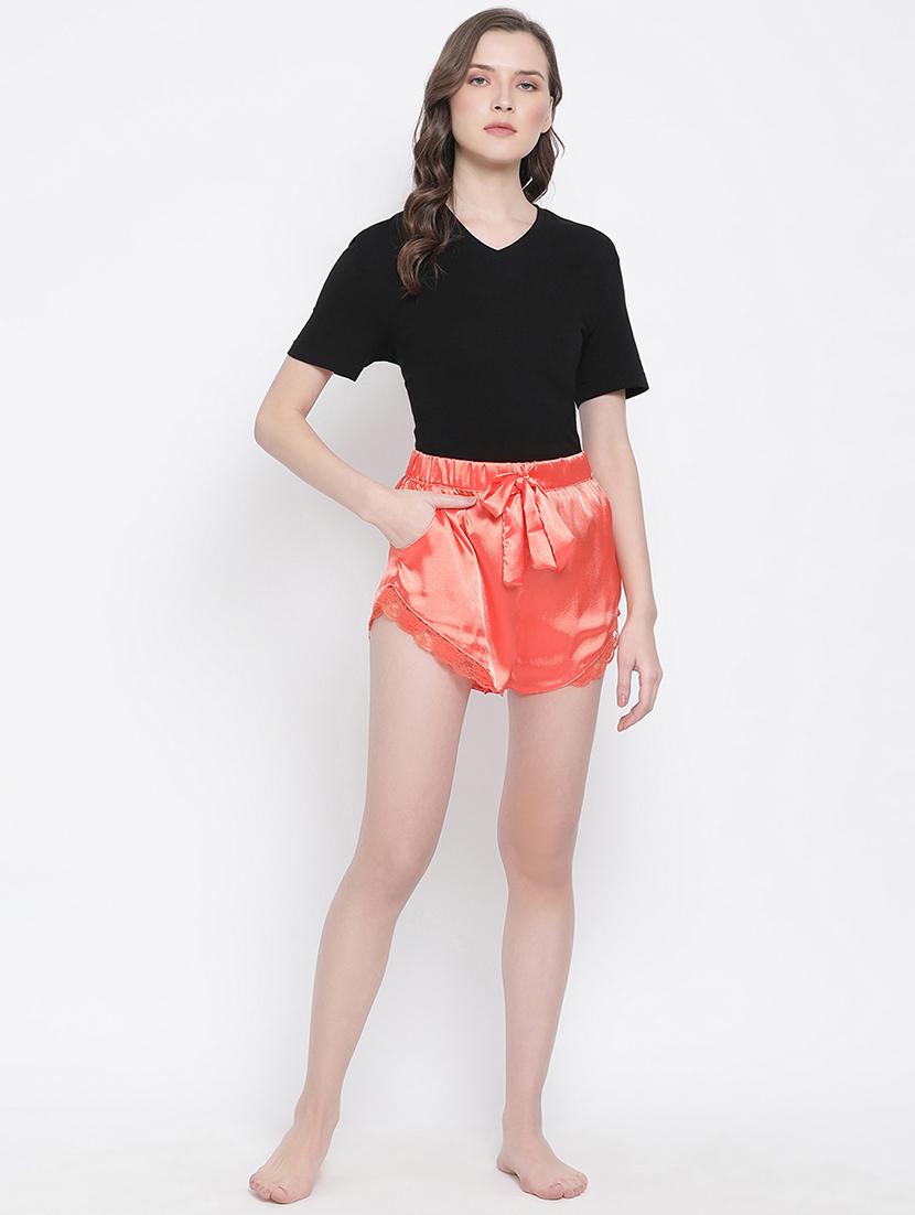 tie front solid shorts - 17715149 - Standard Image - 3
