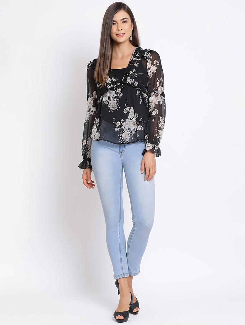 v-neck foral top - 17715178 - Standard Image - 3