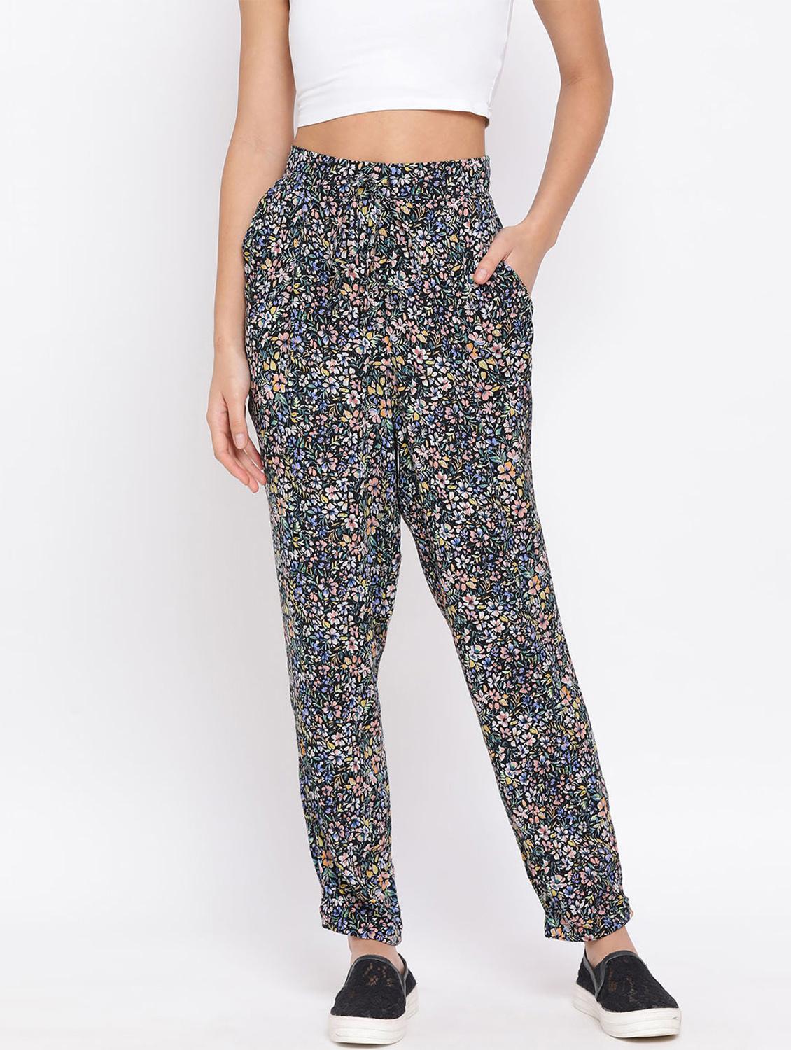 black floral printed flat front trouser - 17715196 - Zoom Image - 0
