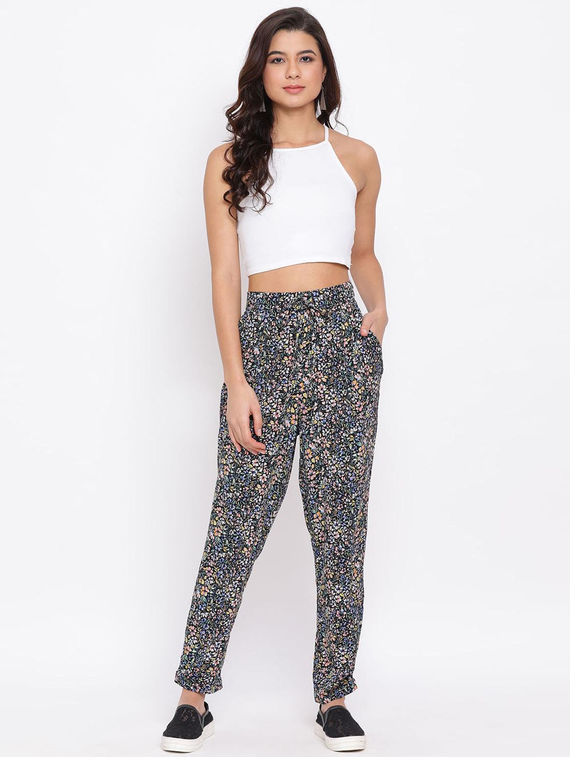 black floral printed flat front trouser - 17715196 - Standard Image - 3