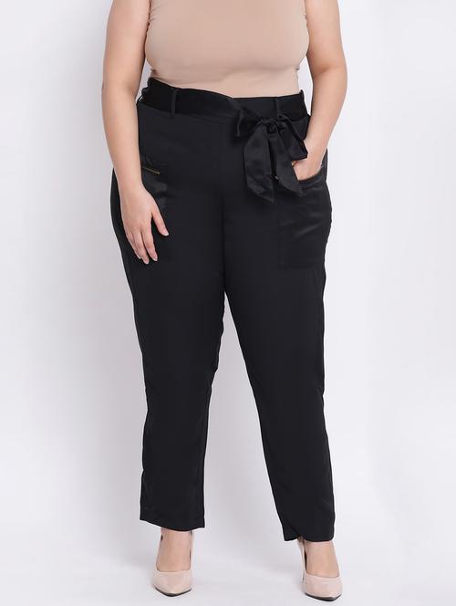 solid black plus size flat front trouser - 17715200 -  Standard Image - 0