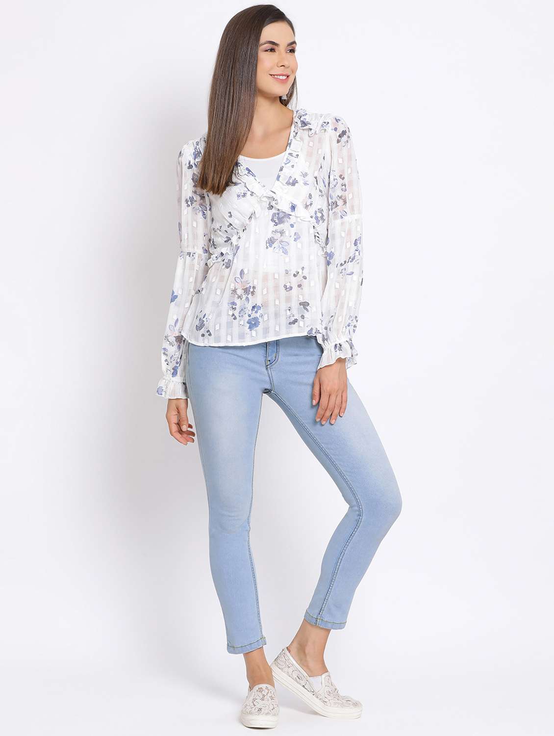 women's peplum v neck top - 17715202 - Standard Image - 3