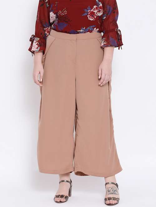 solid nude brown plus size flat front trouser - 17715220 - Standard Image - 0