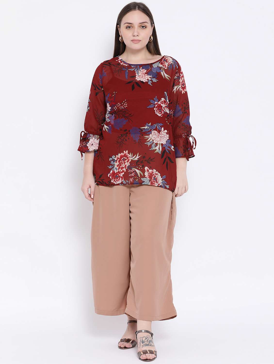 solid nude brown plus size flat front trouser - 17715220 - Standard Image - 3