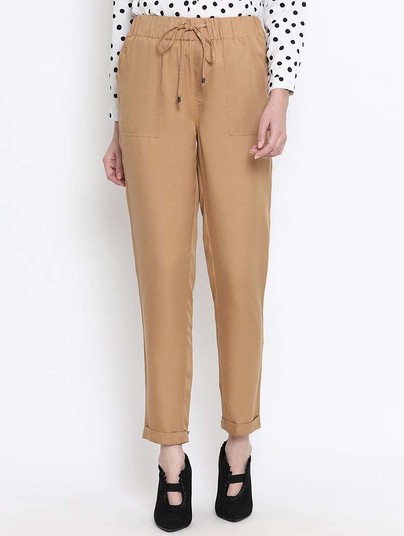 drawstring waist solid trouser - 17715224 - Zoom Image - 0