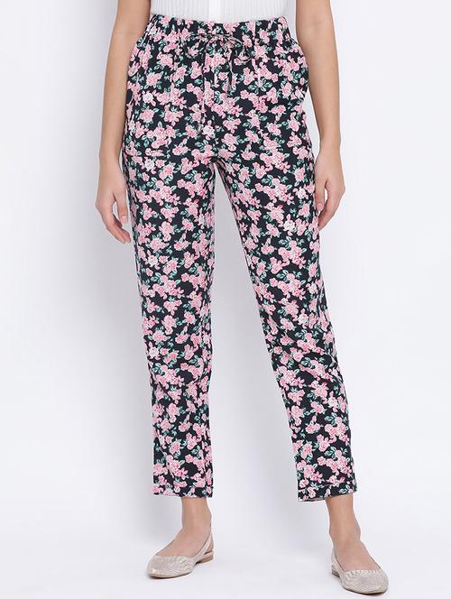 drawstring waist floral trouser - 17715225 - Standard Image - 0