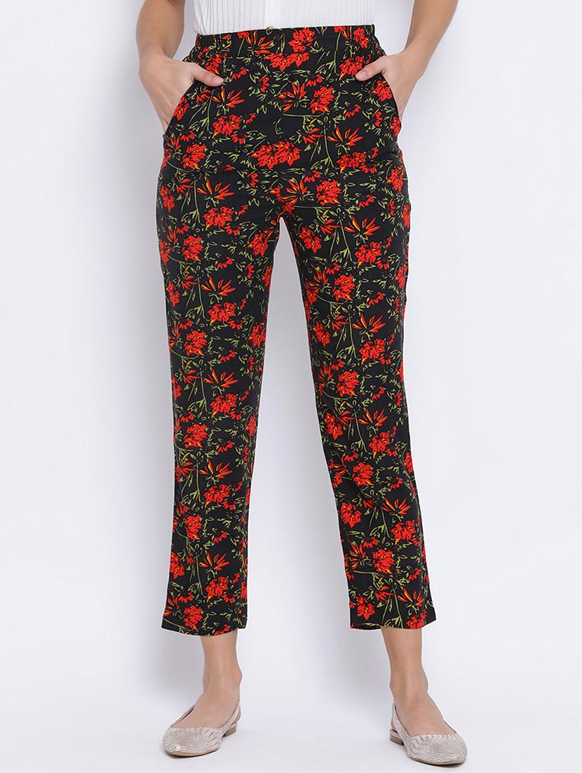 high rise floral flat front trouser - 17715228 - Zoom Image - 0