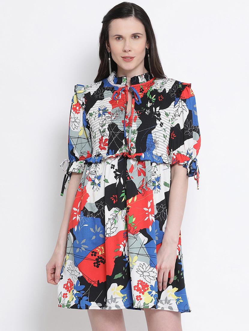 tie knot sleeved abstract flared dress - 17715233 - Zoom Image - 0