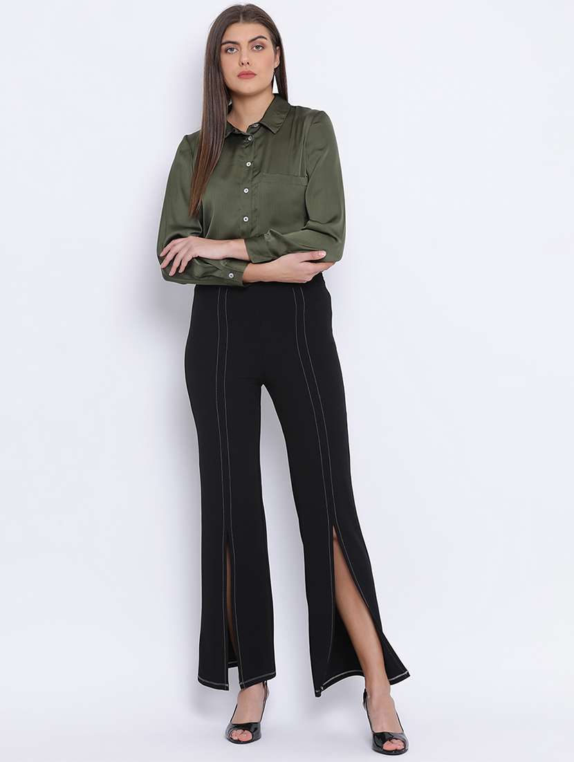 curved hem satin shirt - 17715274 - Standard Image - 3