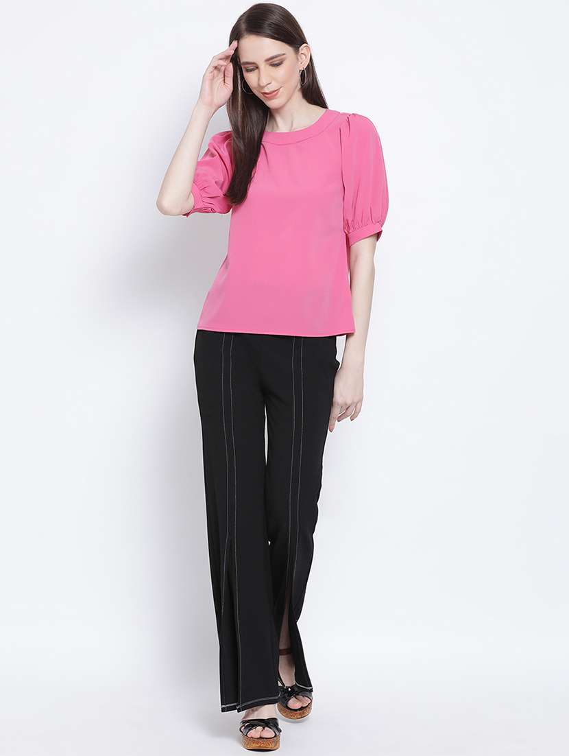 women's straight round neck top - 17715284 -  Standard Image - 3