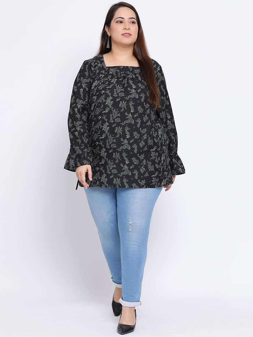 bell sleeved floral plus top - 17715300 - Standard Image - 3