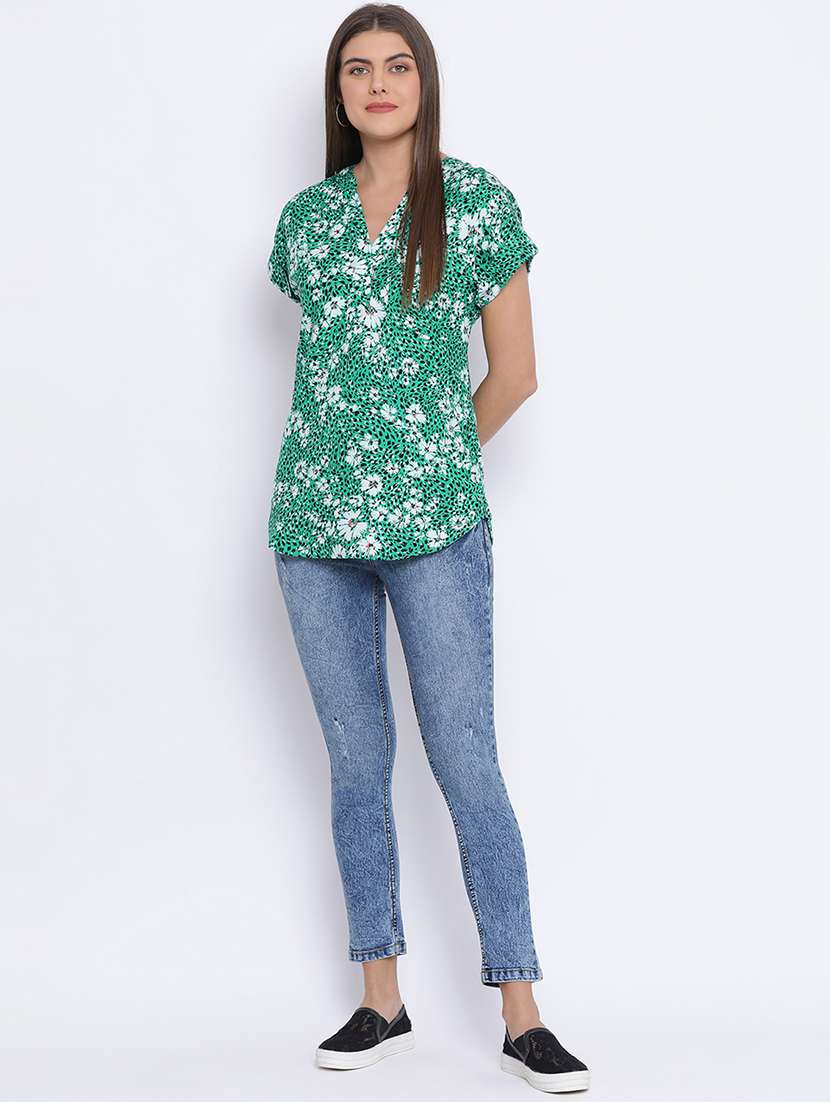 women's a line mandarin neck top - 17715318 -  Standard Image - 3