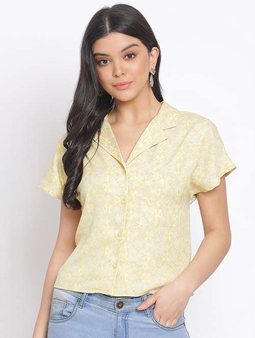 notched collar printed shirt  - 17715454 -  Standard Image - 0