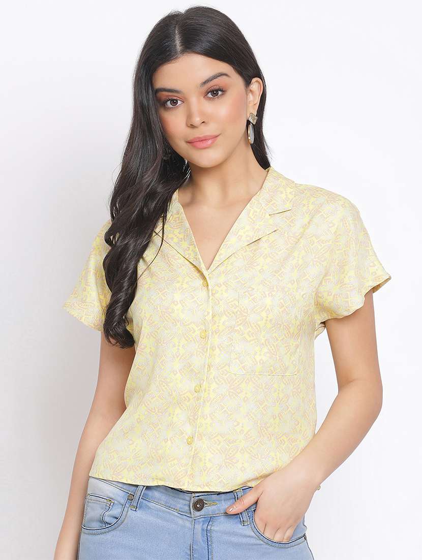 notched collar printed shirt  - 17715454 -  Zoom Image - 0