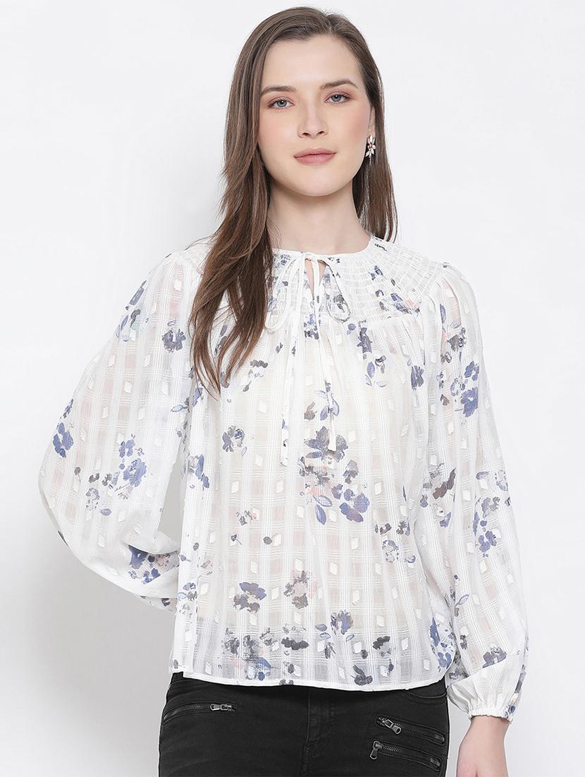 tie up neck floral top  - 17715466 -  Zoom Image - 0