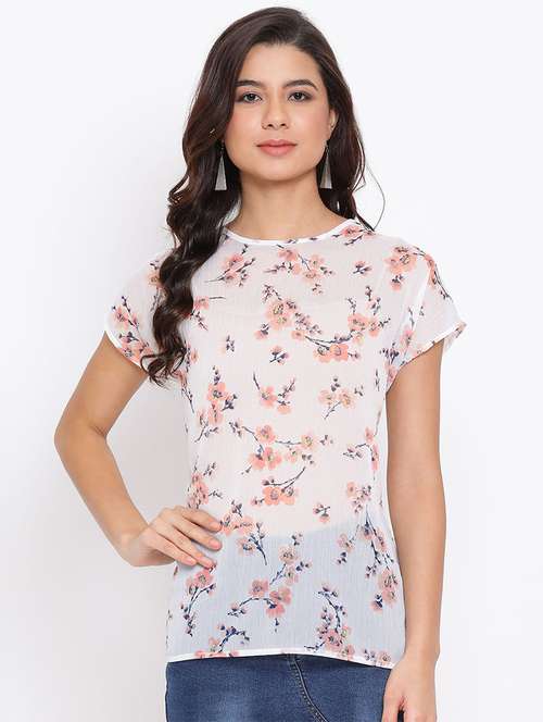 women's straight round neck top - 17715470 - Standard Image - 0