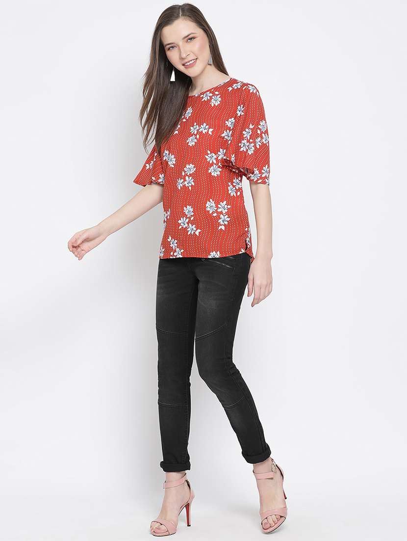 women's straight round neck top - 17715478 - Standard Image - 3
