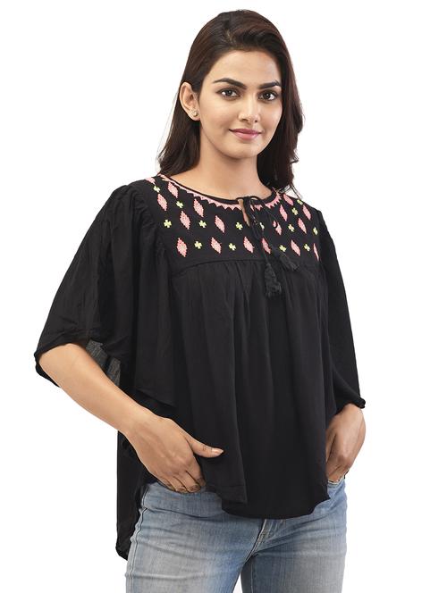 yoke embroidered poncho - 17715813 - Standard Image - 0