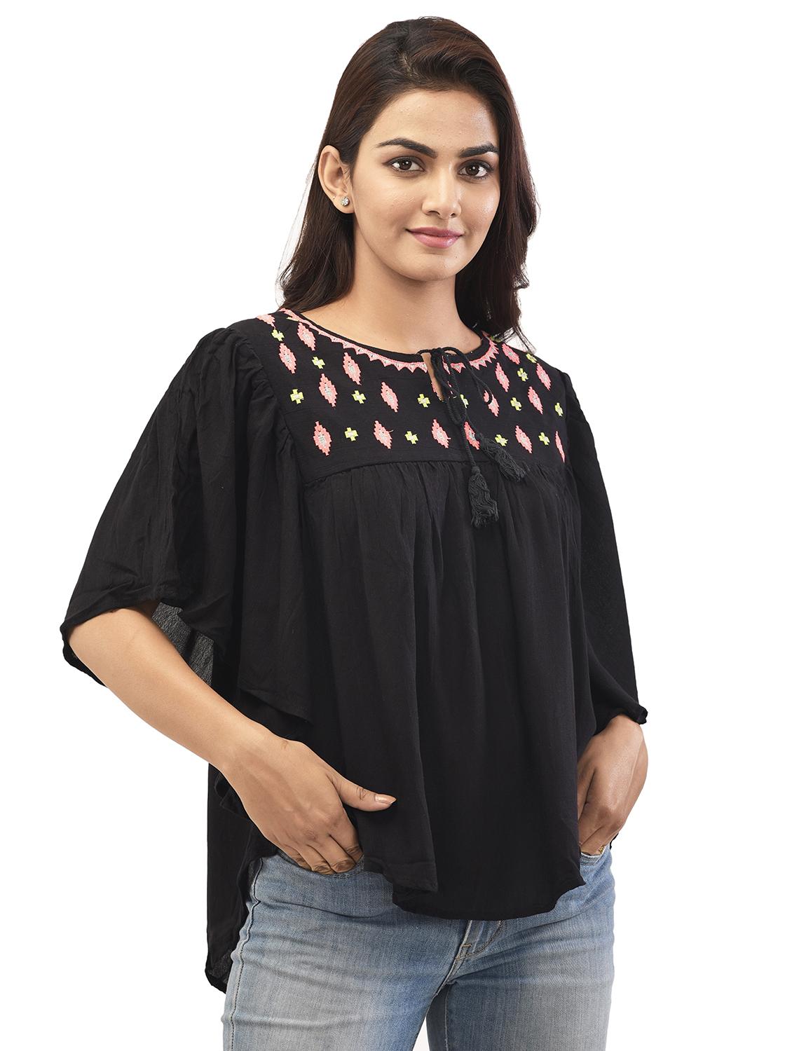 yoke embroidered poncho - 17715813 - Zoom Image - 0