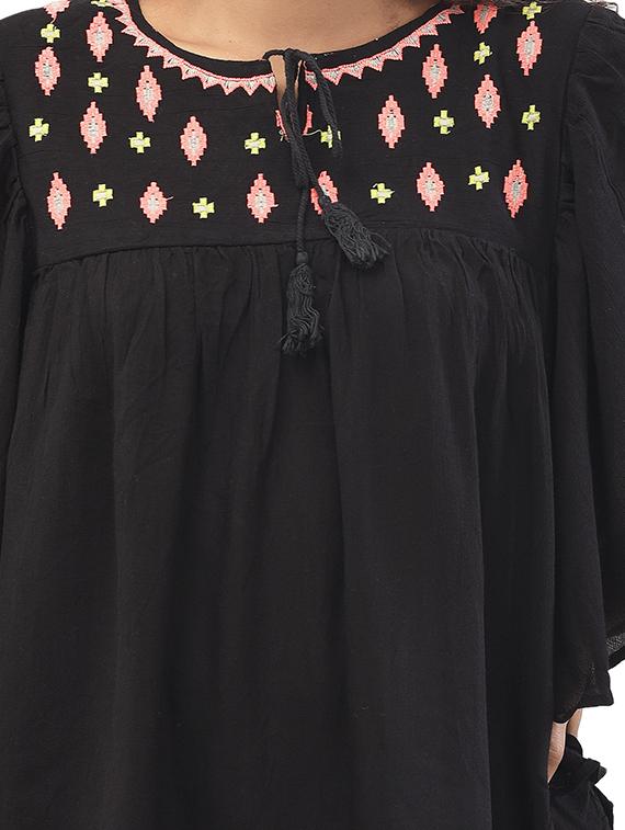 yoke embroidered poncho - 17715813 - Standard Image - 3