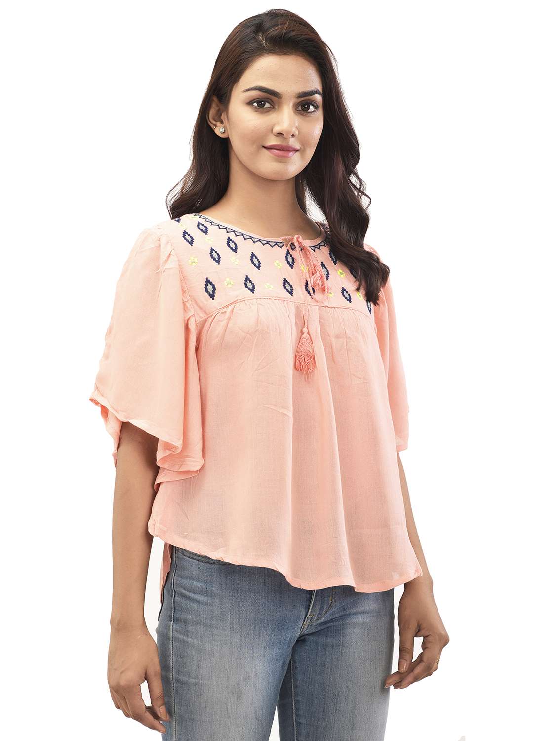 yoke embroidered poncho - 17715814 - Zoom Image - 0