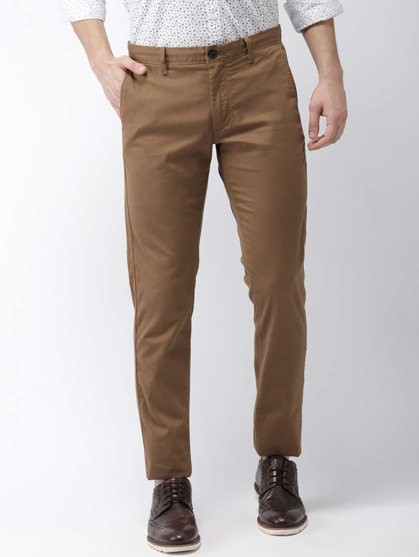 brown solid chinos - 17716054 - Zoom Image - 0