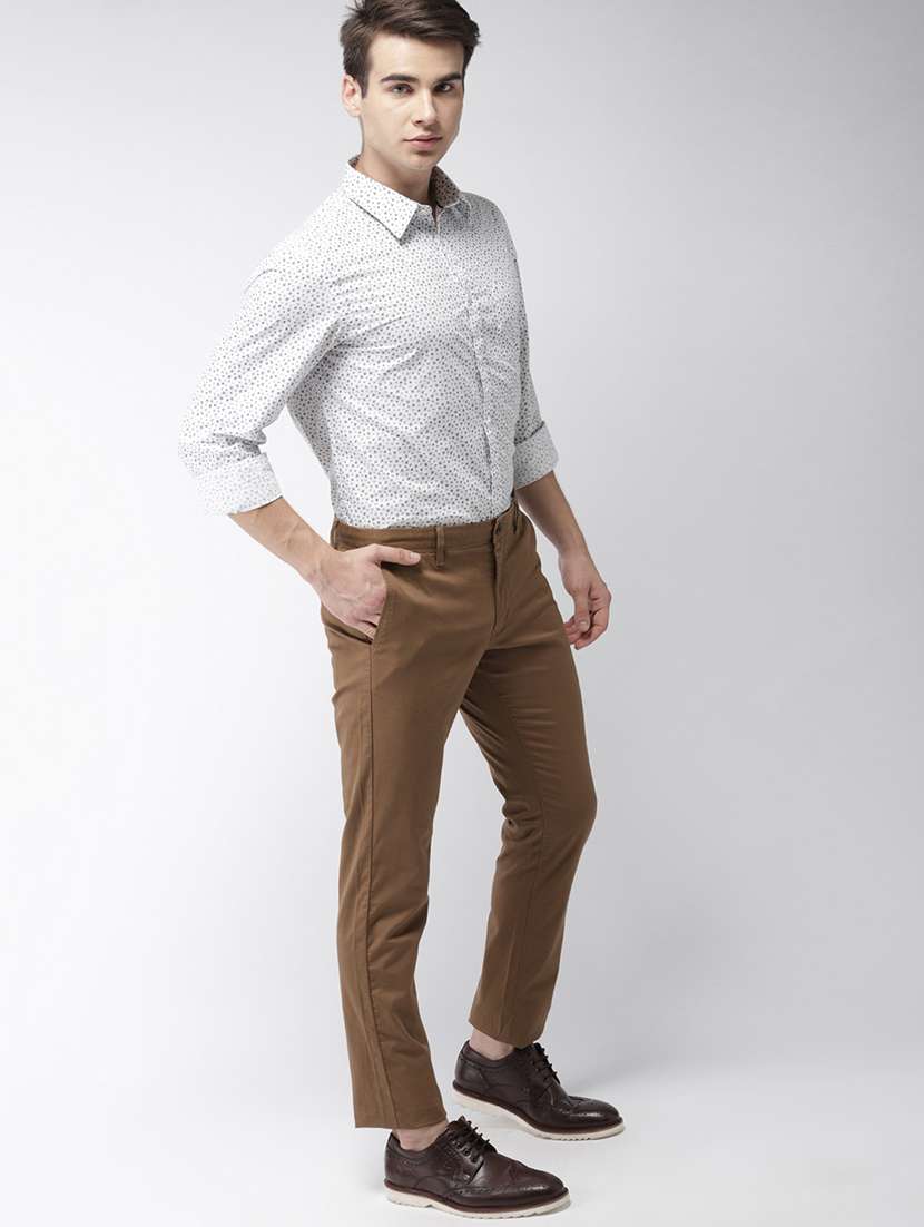 brown solid chinos - 17716054 - Standard Image - 3