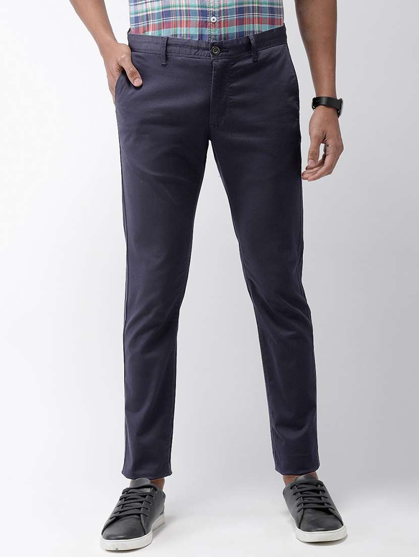 blue solid chinos - 17716056 - Zoom Image - 0