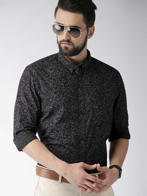 black floral casual shirt - 17716191 - Standard Image - 0