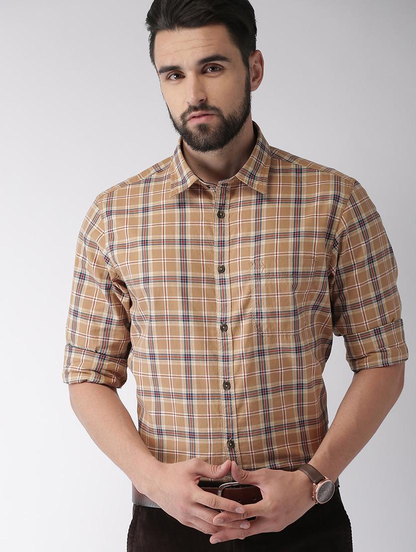 brown checkered casual shirt - 17716212 - Zoom Image - 0