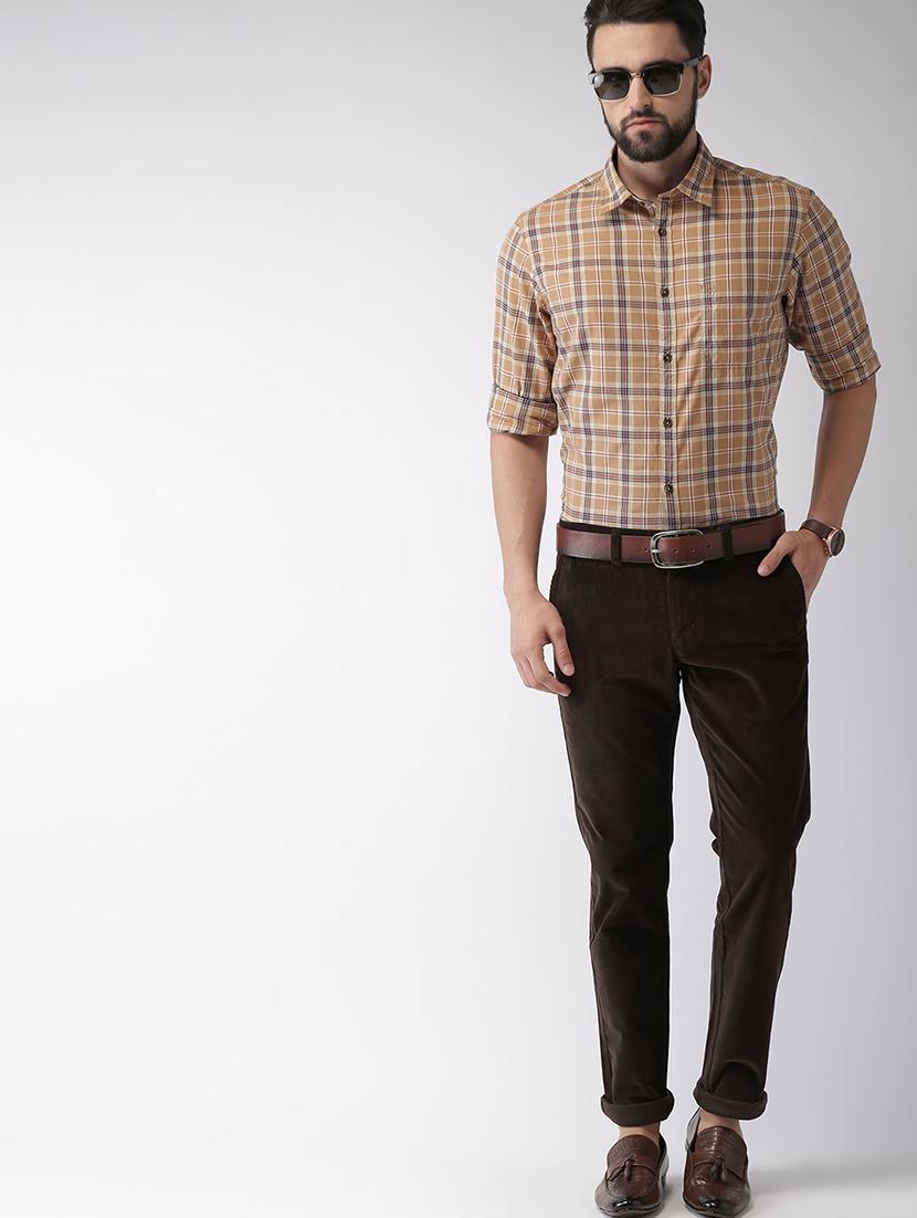 brown checkered casual shirt - 17716212 - Standard Image - 3