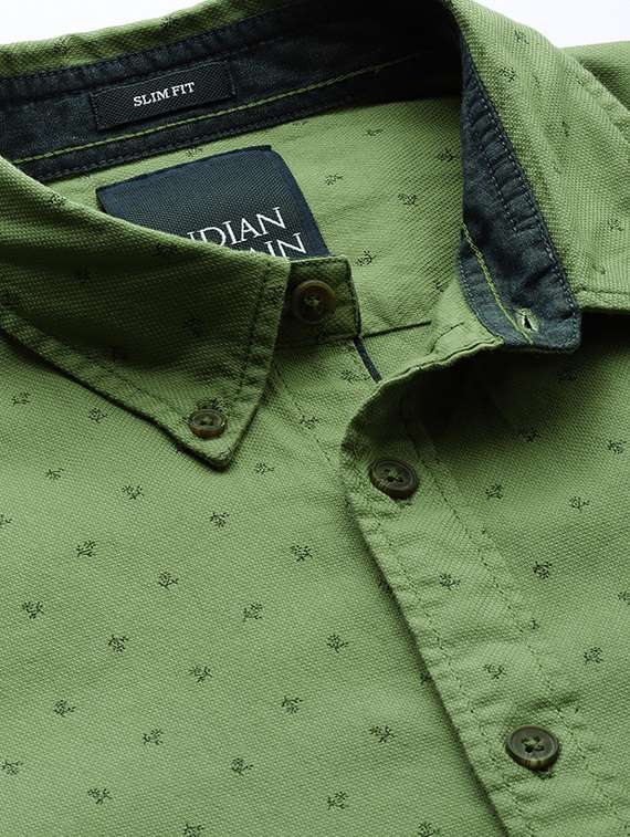 green printed casual shirt - 17716223 -  Standard Image - 3