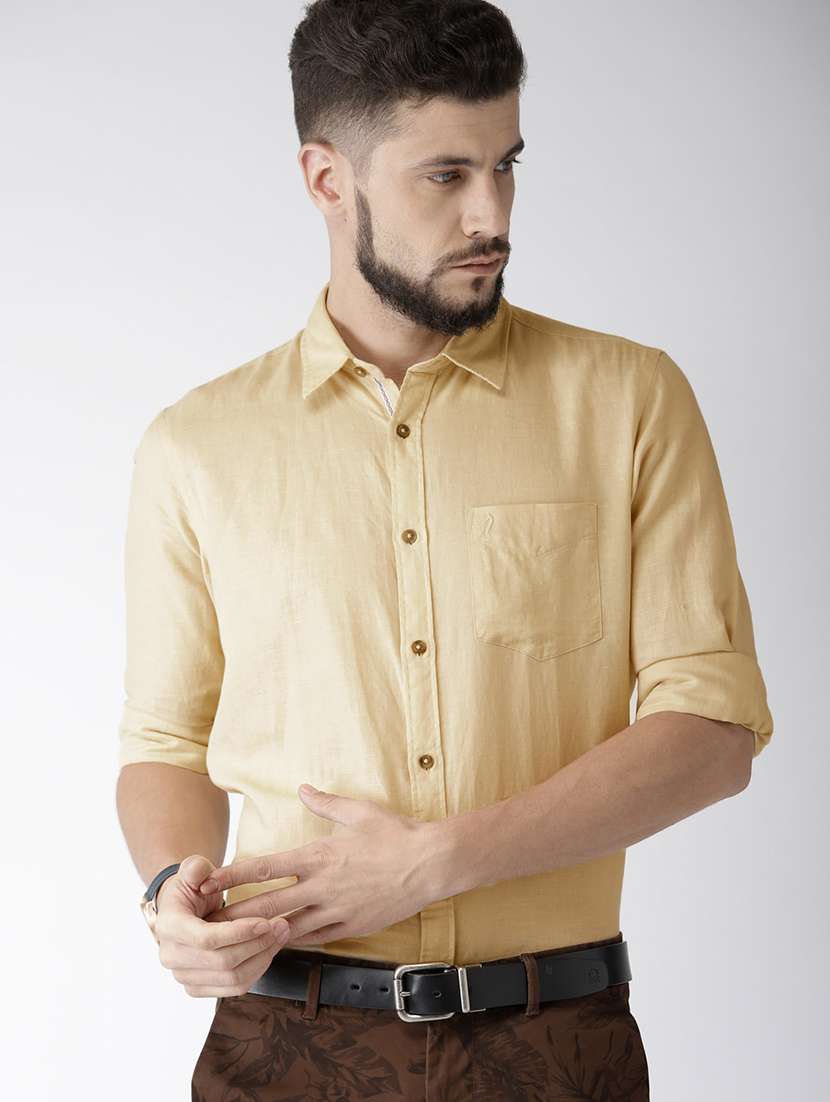 yellow solid casual shirt - 17716230 - Zoom Image - 0