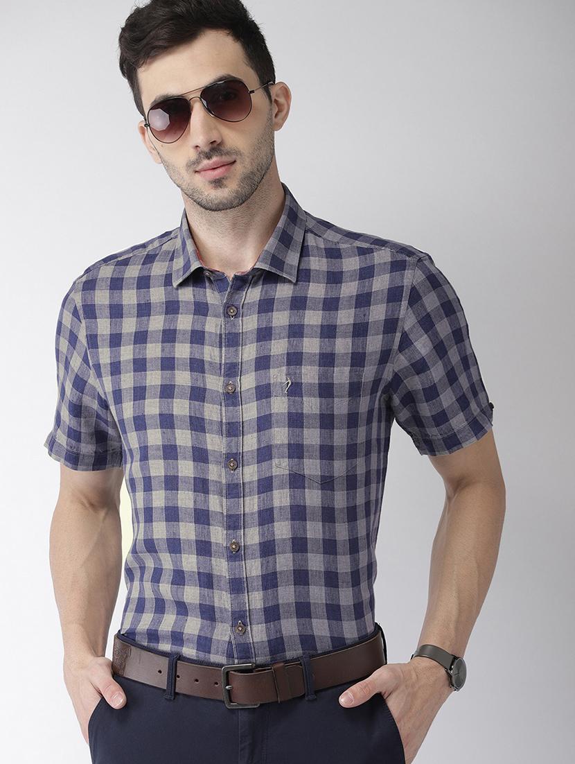 blue checkered casual shirt - 17716307 - Zoom Image - 0