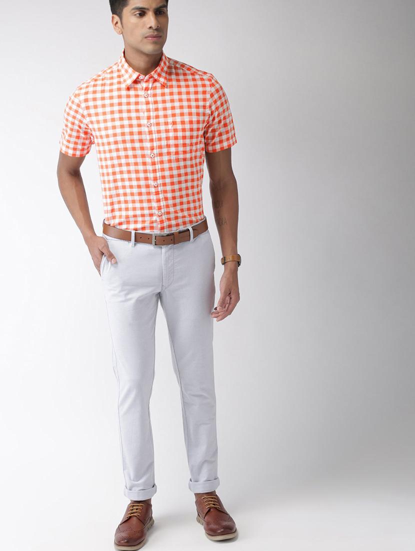 orange checkered casual shirt - 17716366 - Standard Image - 3