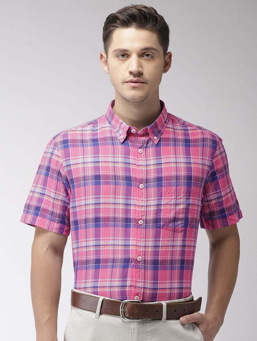 pink checkered casual shirt - 17716401 -  Zoom Image - 0