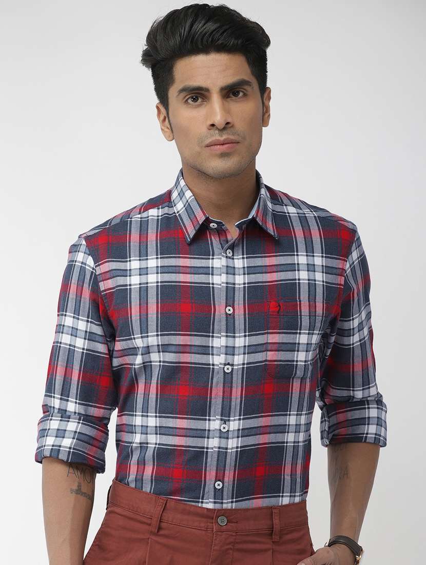 blue checkered casual shirt