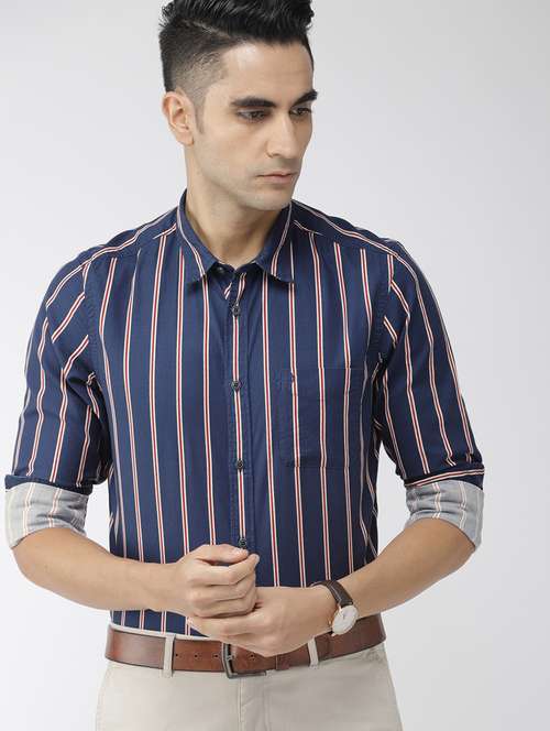 blue striped casual shirt - 17716719 - Standard Image - 0