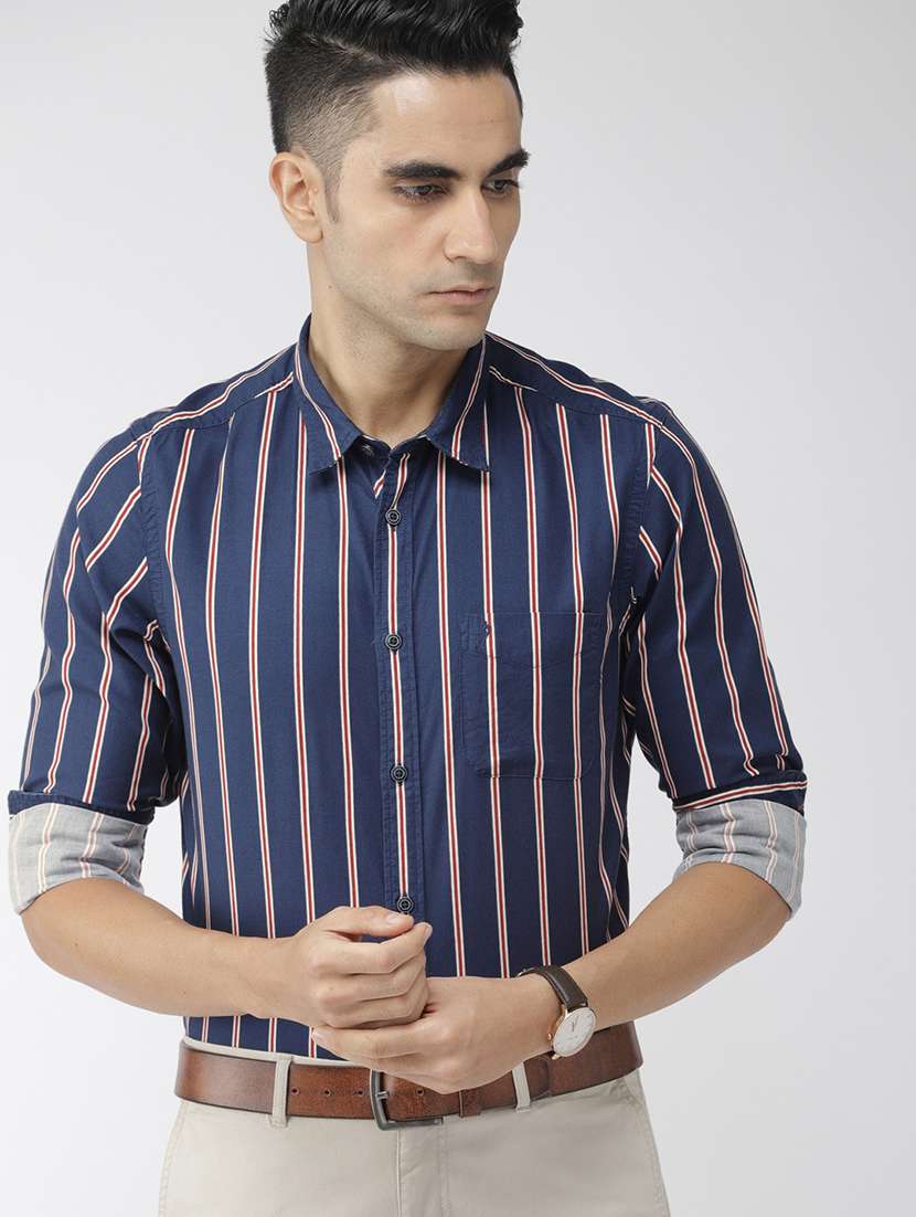 blue striped casual shirt - 17716719 - Zoom Image - 0