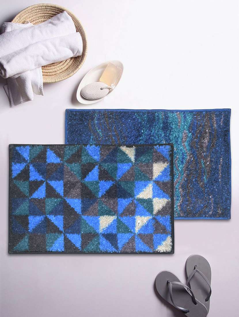 bianca soft-cotton bath mat with rubber back -2pc small (super dry) abstract-blue/grey6 blue/grey8