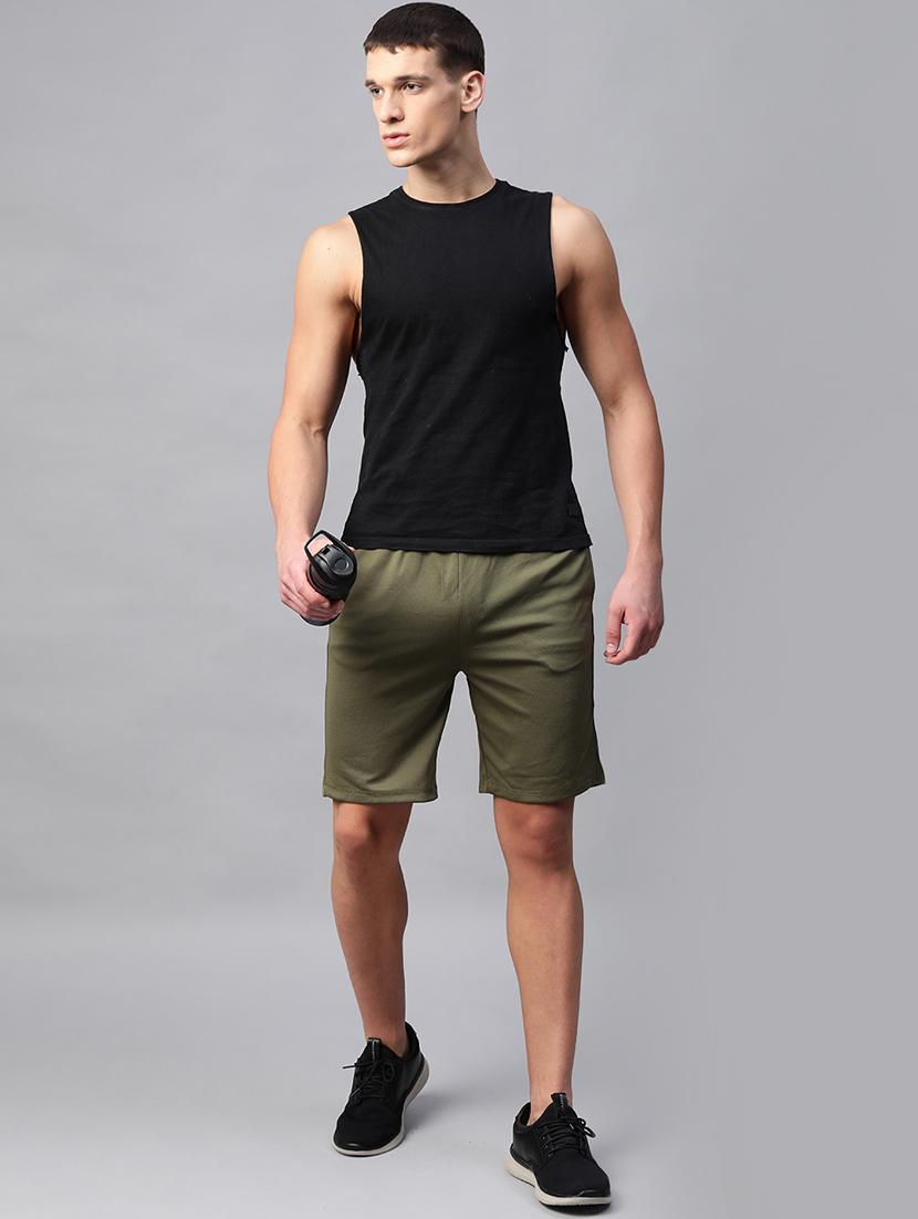 olive green solid shorts - 17718703 - Standard Image - 3
